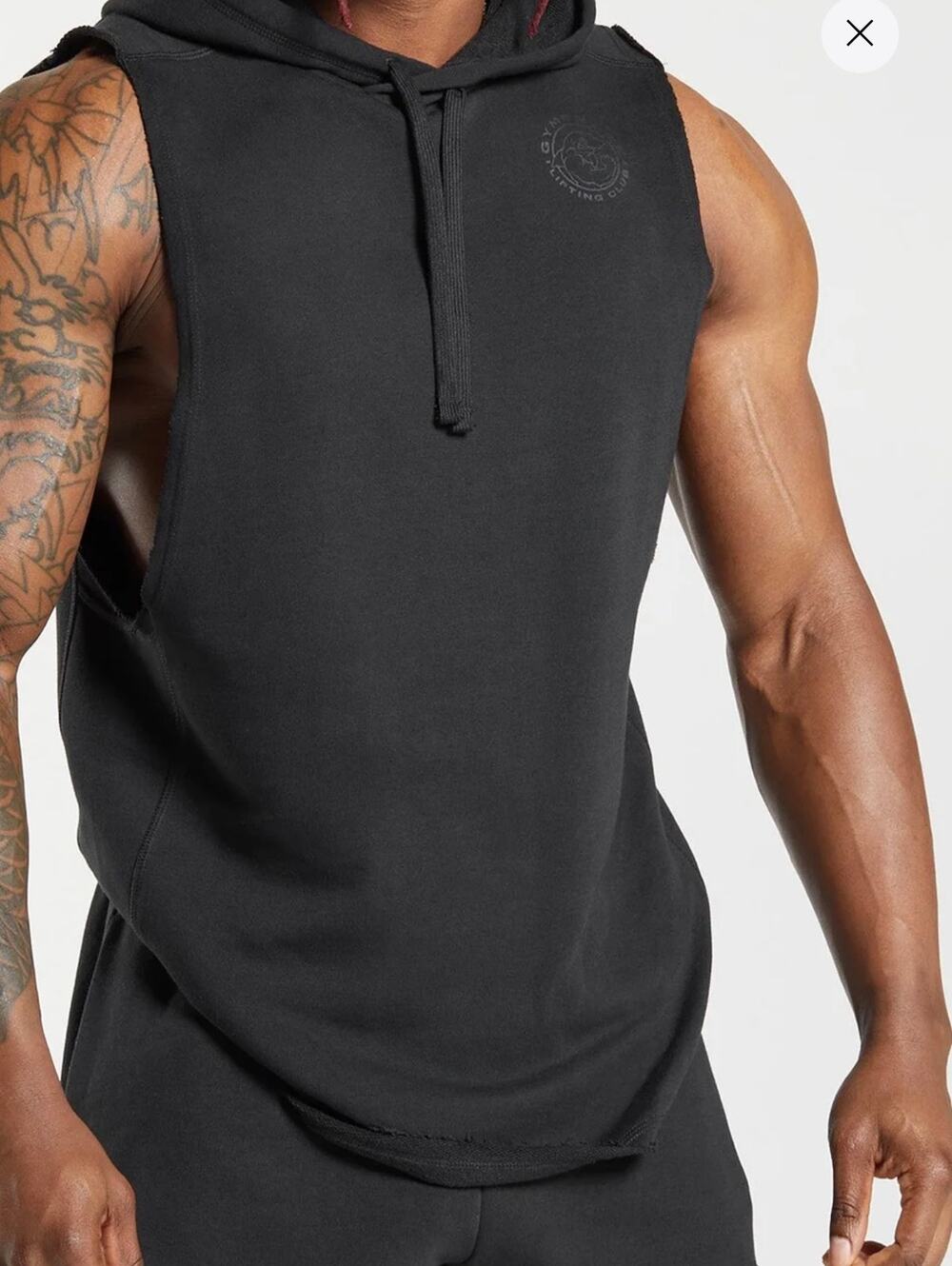Gym Shark Black Legacy Drop Arm Hoodie Mens L Slim Fit New